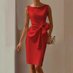 Women's White Bow Midi Dress | Cocktail Party-4