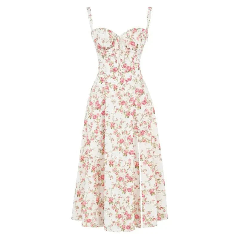 Women's Floral Midi Dress | Summer Corset-19