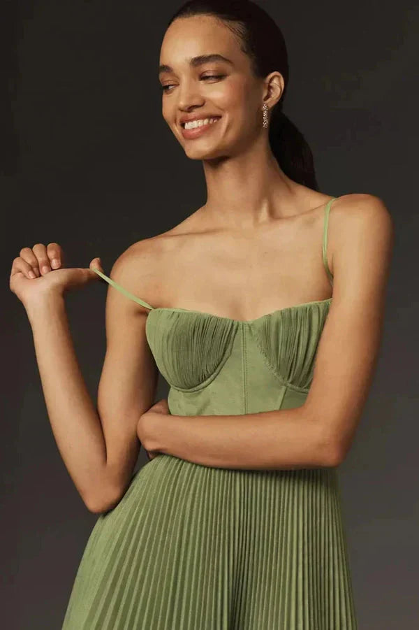 Women's Pleated Midi Dress | Wedding Guest A-Line-2