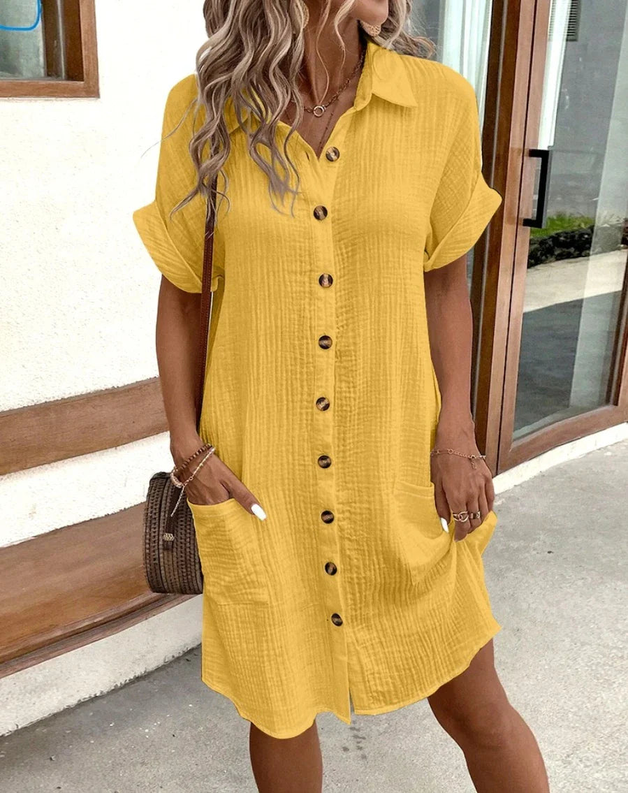 Women's Summer Shirt Dress | Casual Button Down-5