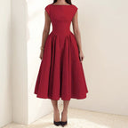 Women's Elegant A-Line Midi Dress | Fit & Flare-4