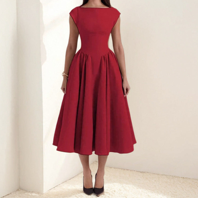 Women's Elegant A-Line Midi Dress | Fit & Flare-4