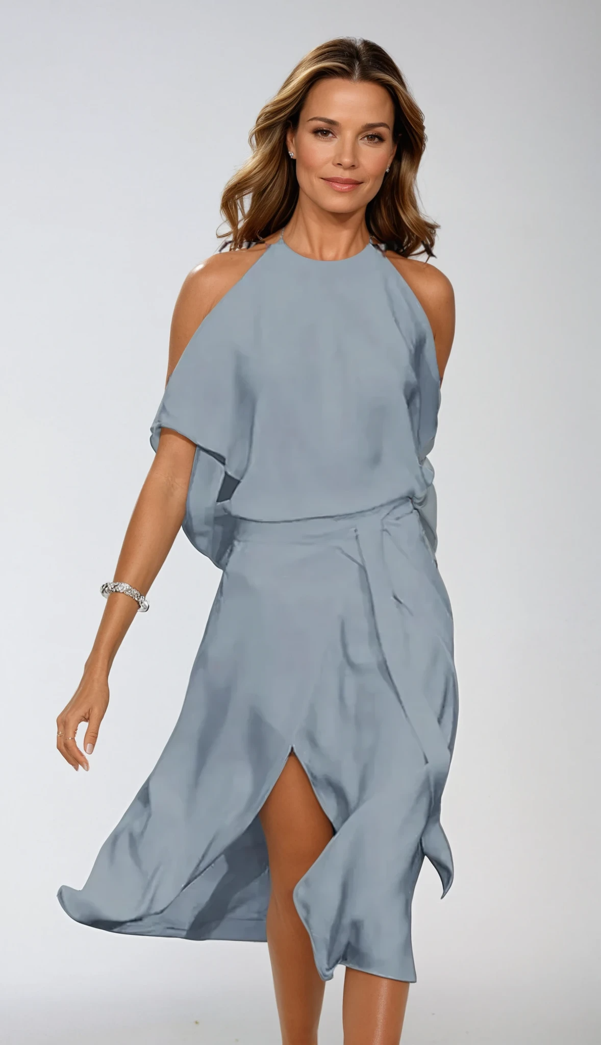 Women's White Cold Shoulder Midi Dress | Elegant-2