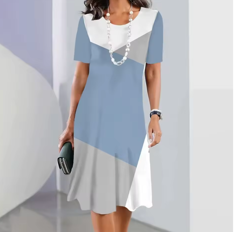Women's A-Line Midi Dress | Short Sleeve Casual-4