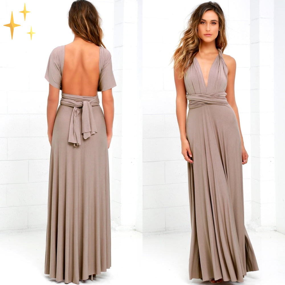 Women's Wrap Maxi Dress | Open Back Boho-3