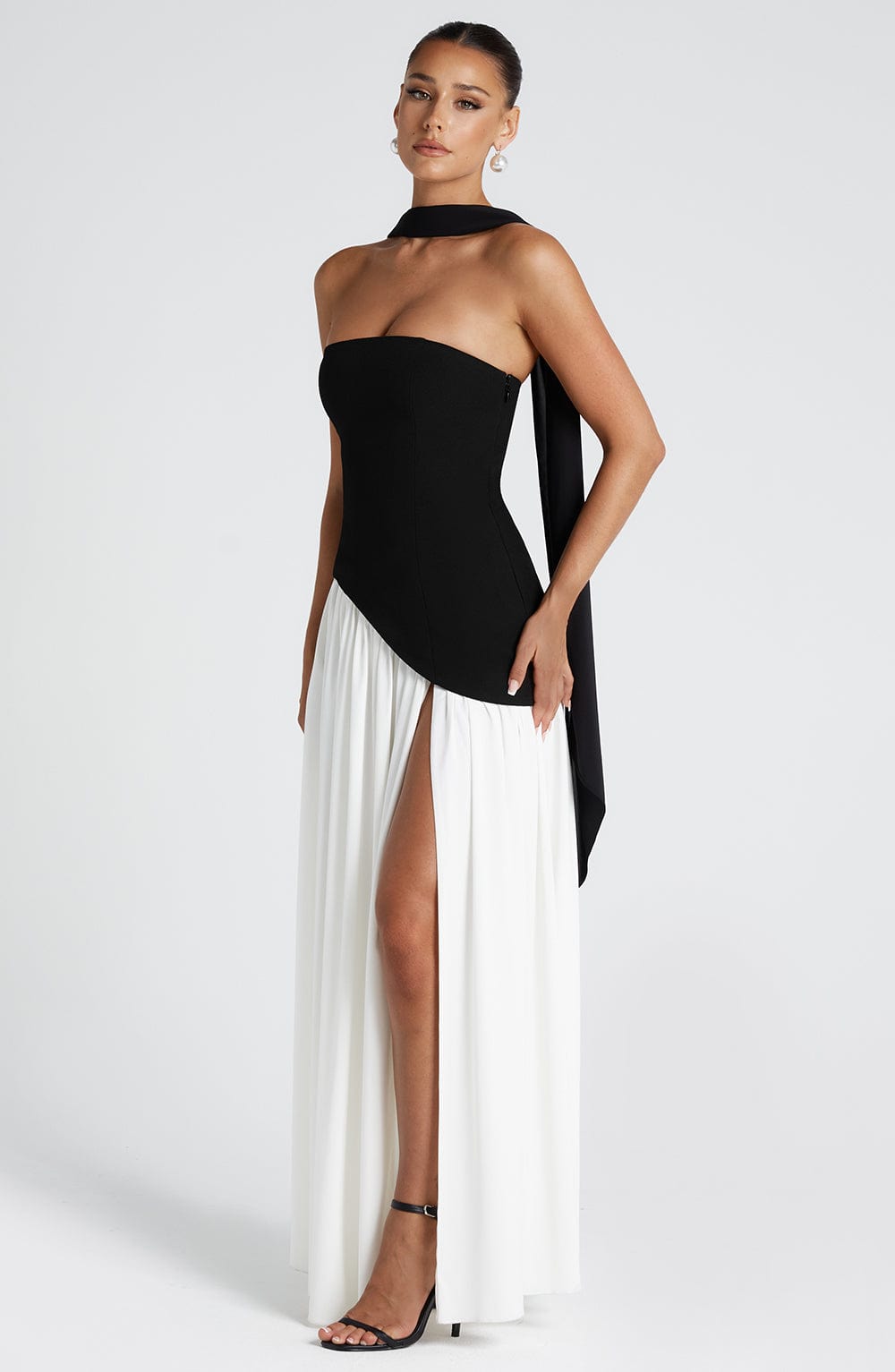 Women's Wedding Guest Maxi Dress | Strapless Slit-5