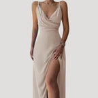 Women's Wedding Guest Maxi Dress | Wrap Slit-2