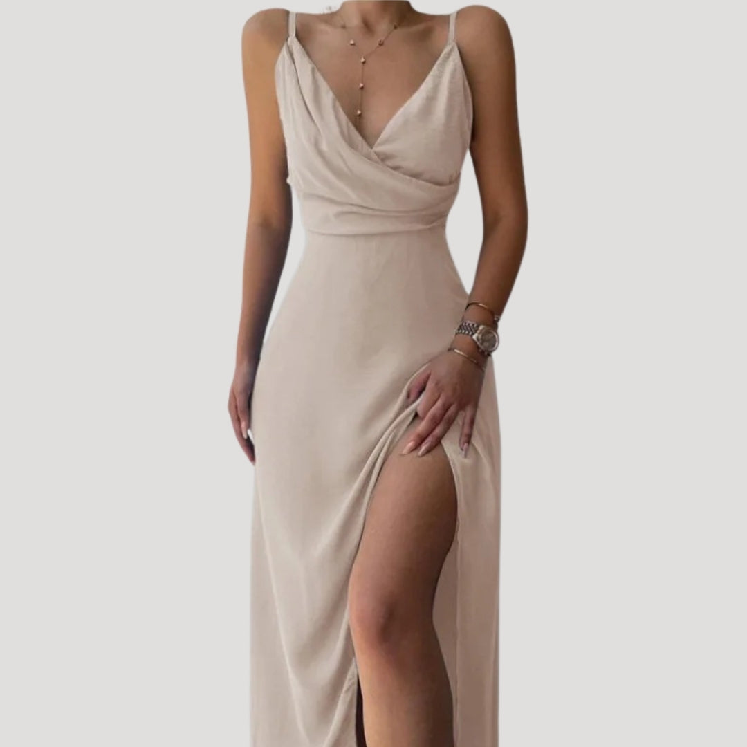 Women's Wedding Guest Maxi Dress | Wrap Slit-2
