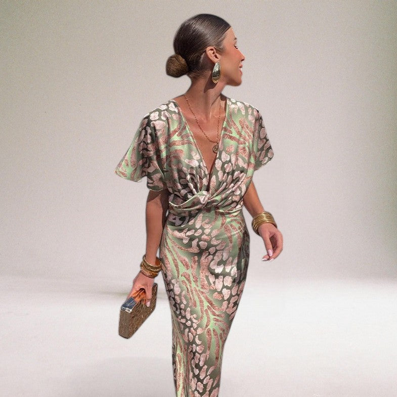 Women's V-Neck Maxi Dress | Evening Party-3