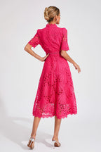 Women's Lace Midi Dress | Wedding Guest A-Line-8