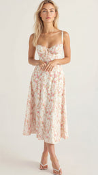 Women's Floral Midi Dress | Summer Corset-5