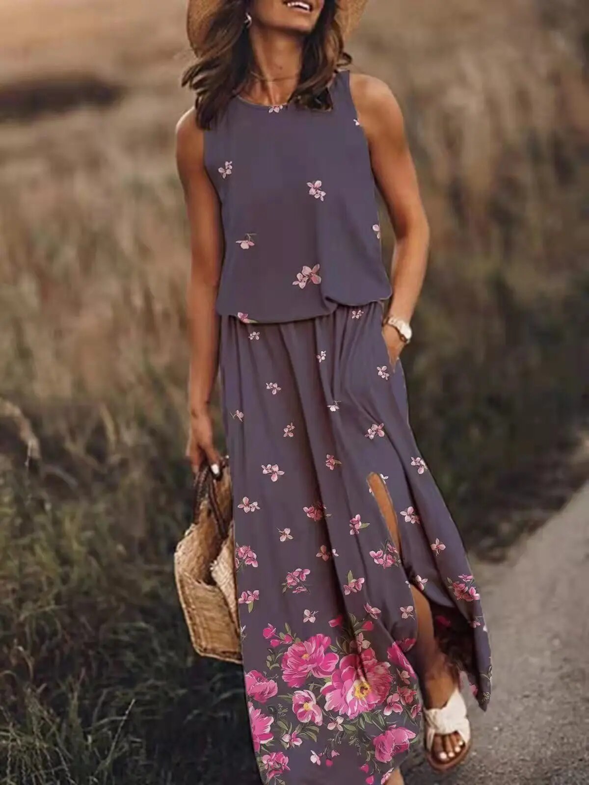 Women's Floral Maxi Dress | Summer Boho-3