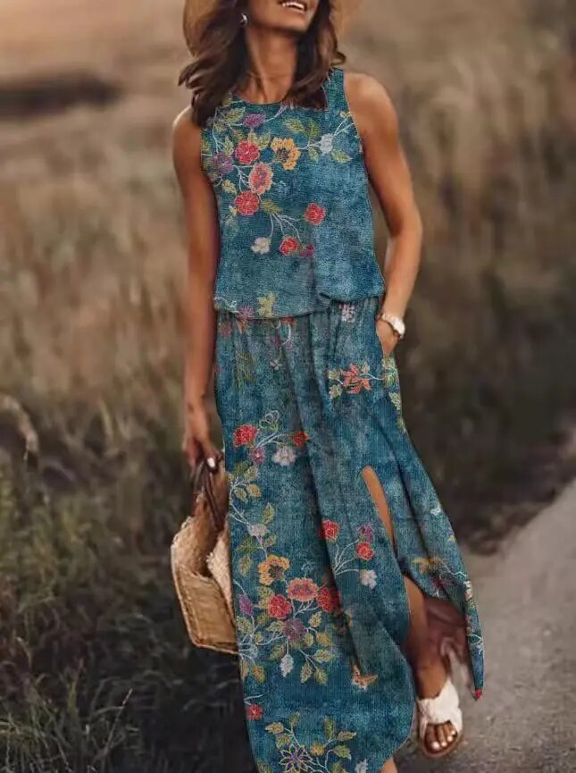 Women's Floral Maxi Dress | Summer Boho-4