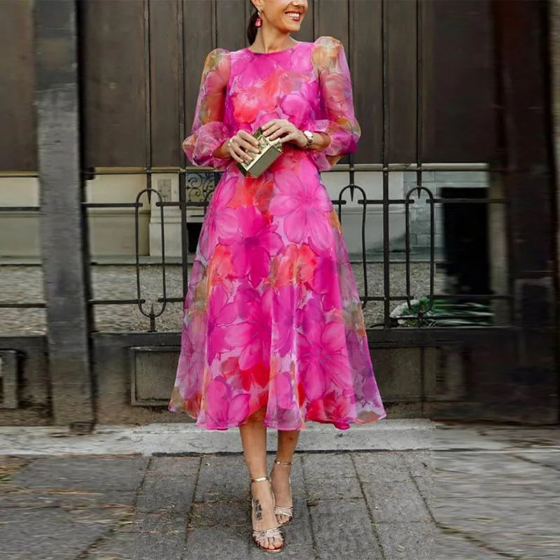 Women's Floral Midi Dress | Wedding Guest Evening-1