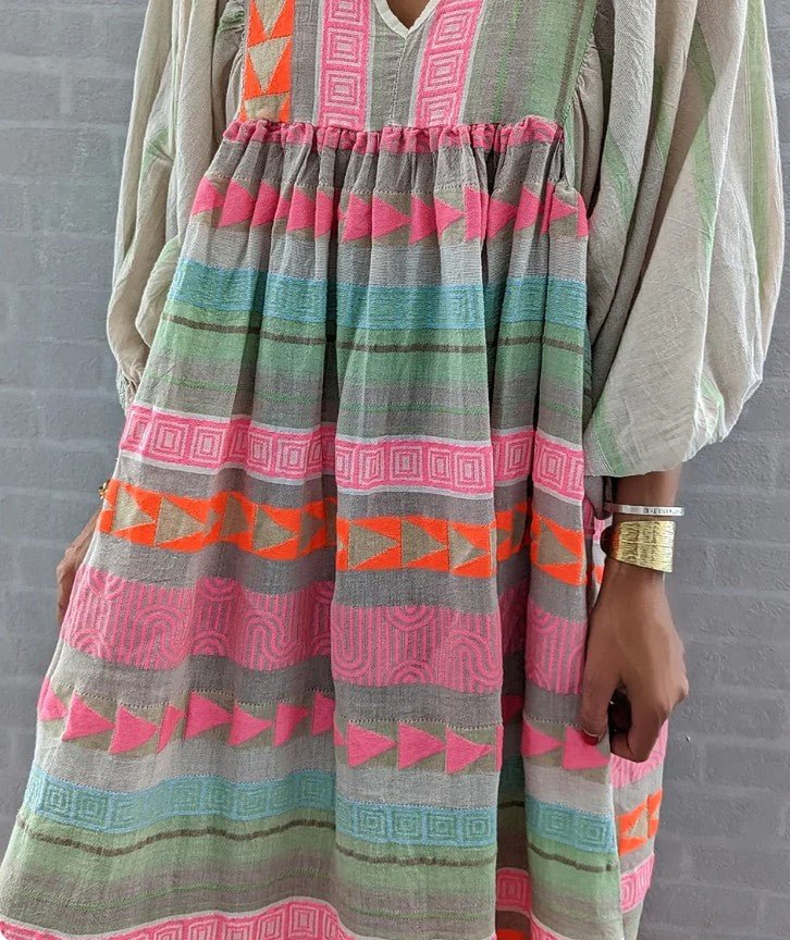 Women's Boho Striped Maxi Dress | Summer V-Neck-5