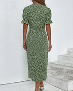 Women's Floral Wrap Midi Dress | V-Neck Ruffle Sleeve-6