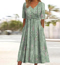 Women's Floral Midi Dress | V-Neck Half Sleeve-1