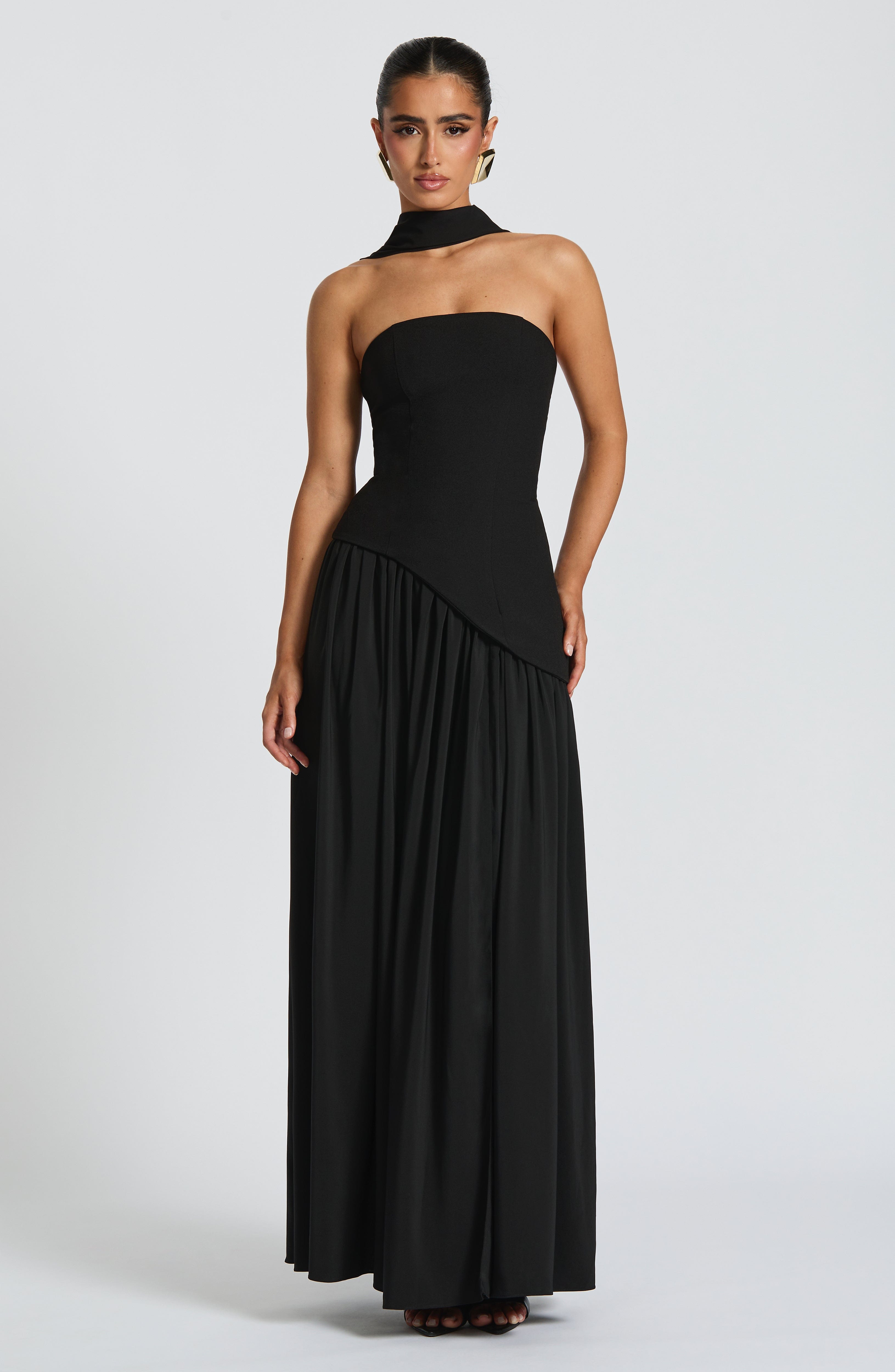 Women's Wedding Guest Maxi Dress | Strapless Slit-3