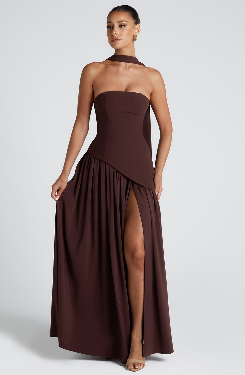 Women's Wedding Guest Maxi Dress | Strapless Slit-6