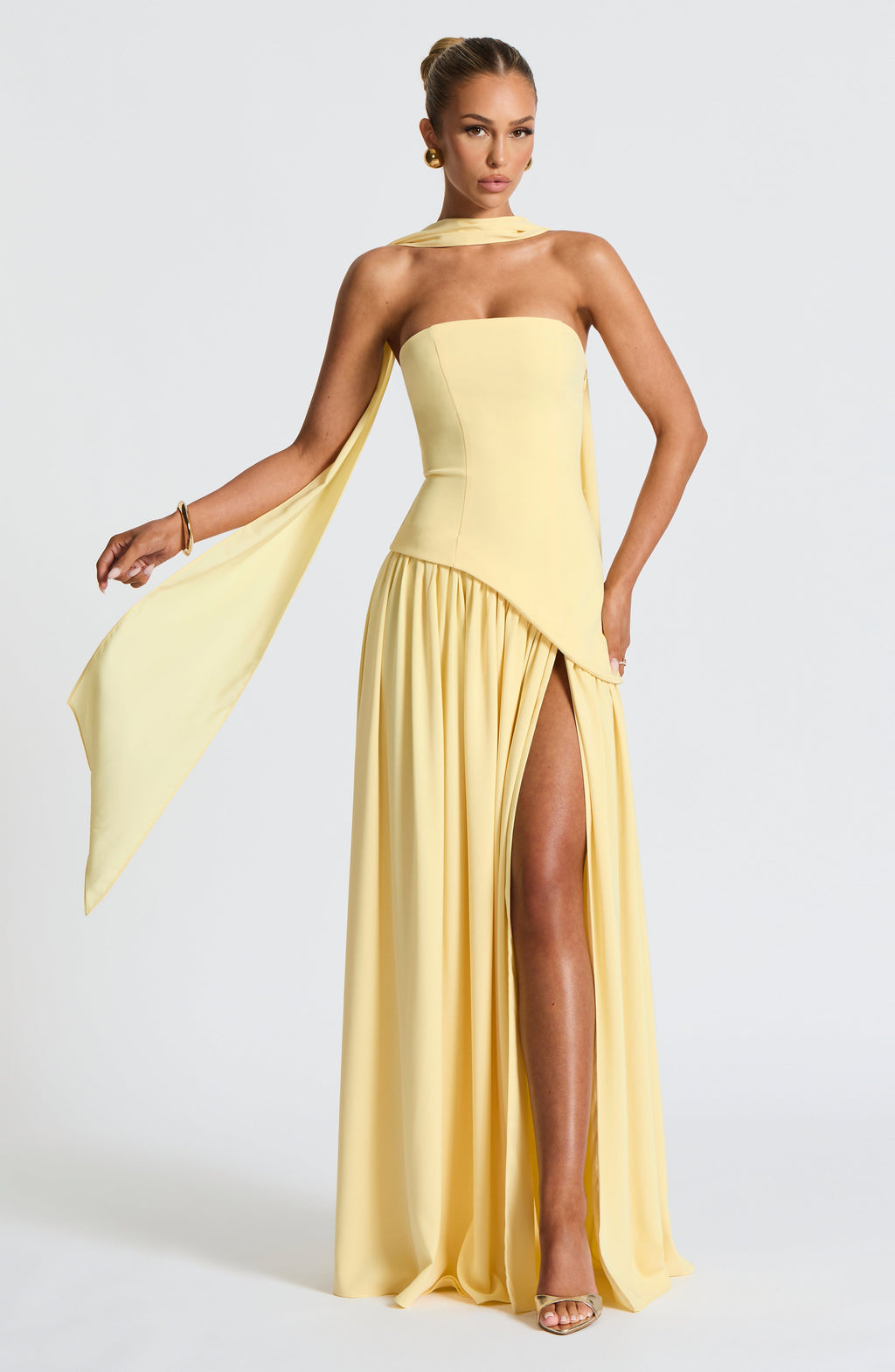 Women's Wedding Guest Maxi Dress | Strapless Slit-10