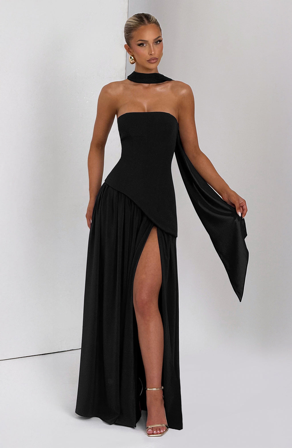 Women's Wedding Guest Maxi Dress | Strapless Slit-12