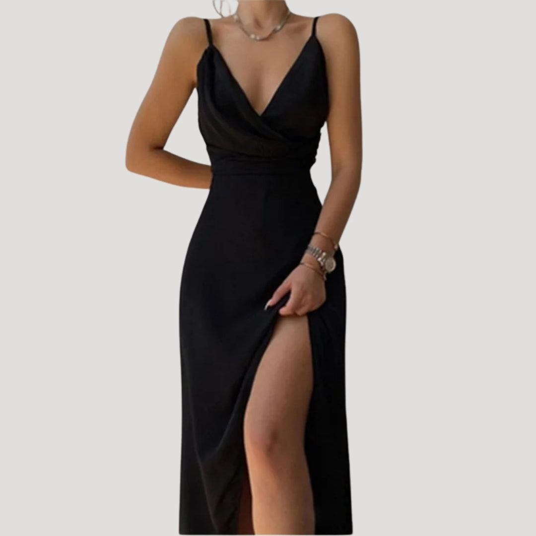Women's Wedding Guest Maxi Dress | Wrap Slit-7