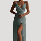 Women's Wedding Guest Maxi Dress | Wrap Slit-6