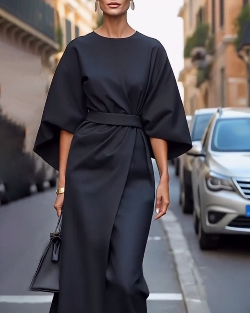 Women's Elegant Midi Wrap Dress | Formal Evening-6