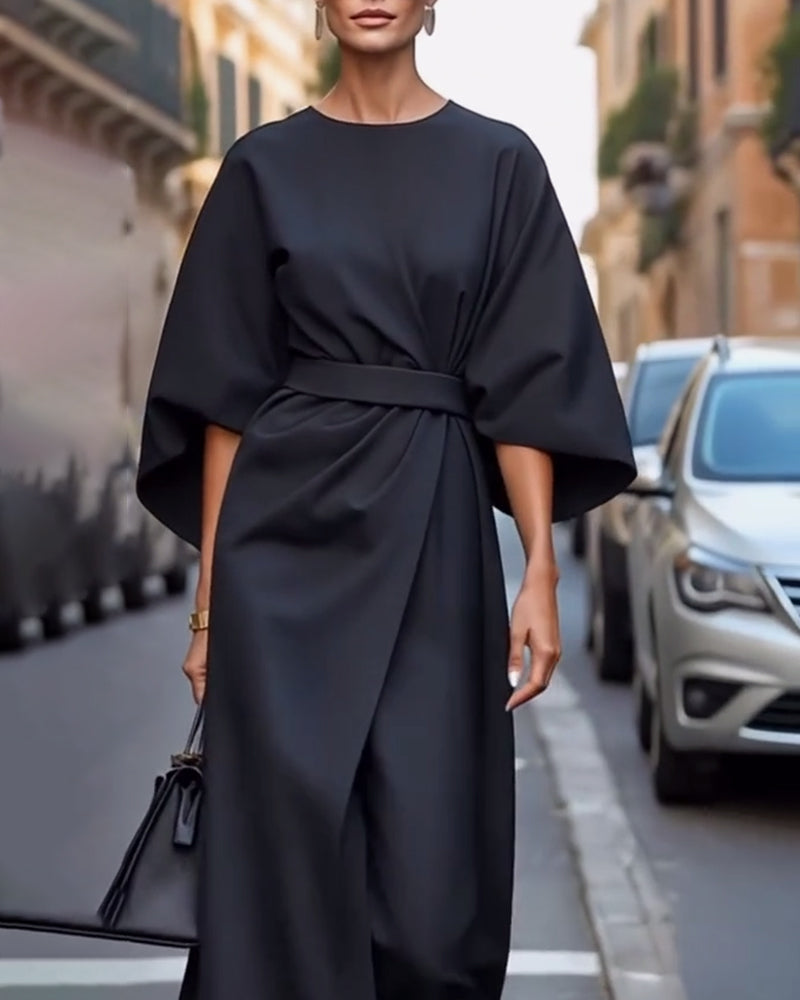 Women's Elegant Midi Wrap Dress | Formal Evening-4