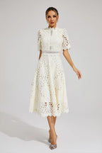 Women's Lace Midi Dress | Wedding Guest A-Line-10
