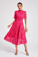 Women's Lace Midi Dress | Wedding Guest A-Line-3