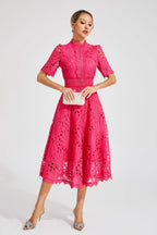 Women's Lace Midi Dress | Wedding Guest A-Line-2