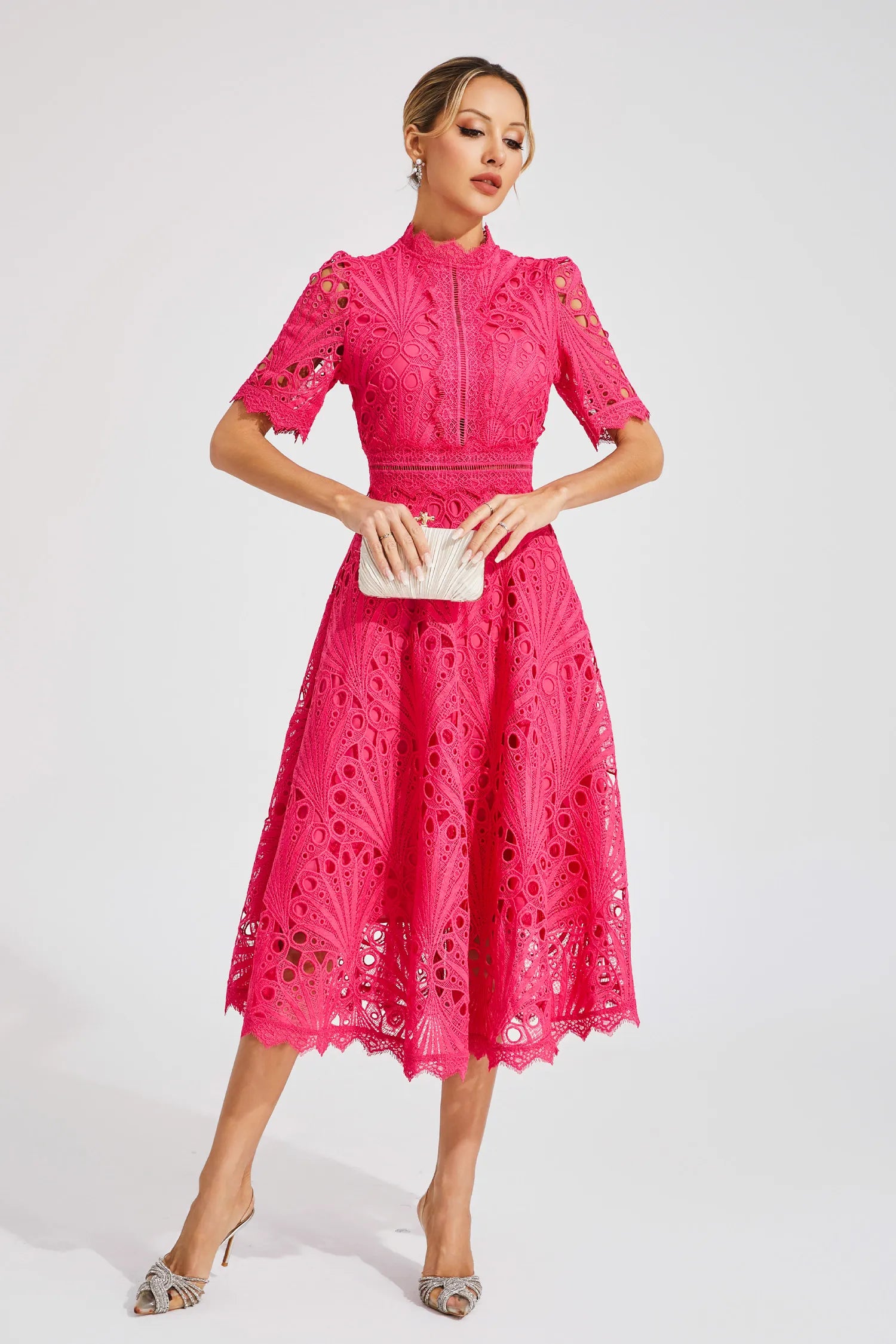 Women's Lace Midi Dress | Wedding Guest A-Line-2