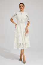 Women's Lace Midi Dress | Wedding Guest A-Line-16