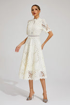 Women's Lace Midi Dress | Wedding Guest A-Line-11
