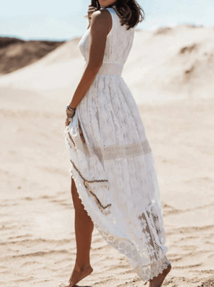Women's Boho Lace Maxi Dress | Summer V-Neck-5