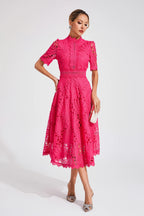 Women's Lace Midi Dress | Wedding Guest A-Line-4