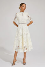 Women's Lace Midi Dress | Wedding Guest A-Line-13