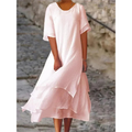 Women's Ruffle Midi Dress | Summer Casual Pink-1