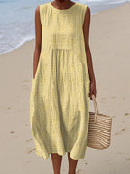 Women's Sleeveless Midi Dress | Embroidered Summer-7