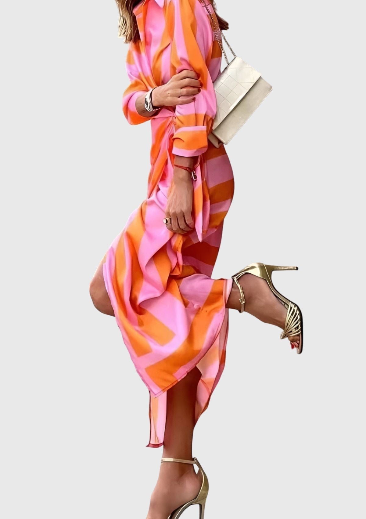 Women's Geometric Wrap Midi Dress | Elegant-7