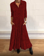 Women's Boho Maxi Shirt Dress | Pocket A-Line-5