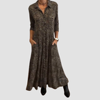 Women's Boho Maxi Shirt Dress | Pocket A-Line-1