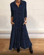 Women's Boho Maxi Shirt Dress | Pocket A-Line-4