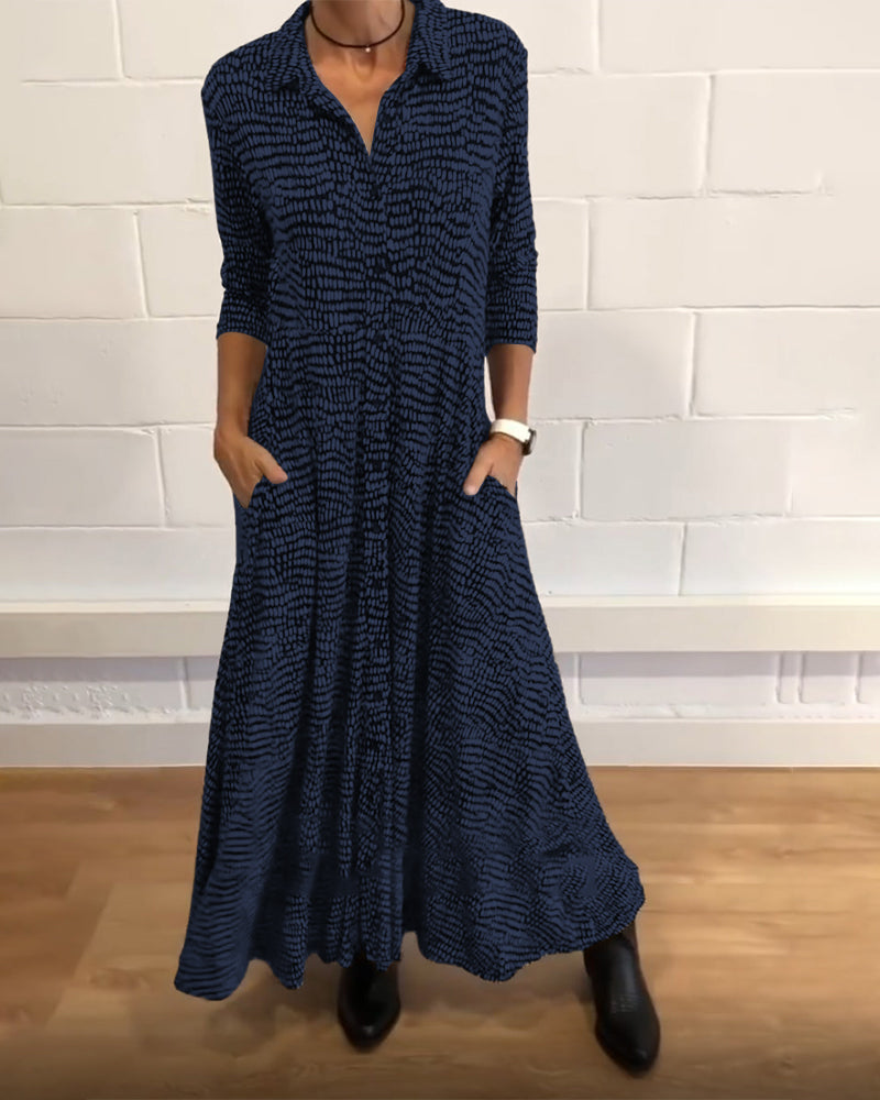 Women's Boho Maxi Shirt Dress | Pocket A-Line-4