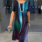 Women's A-Line Midi Dress | Short Sleeve Casual-7