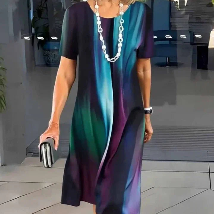 Women's A-Line Midi Dress | Short Sleeve Casual-7
