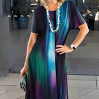 Women's A-Line Midi Dress | Short Sleeve Casual-3