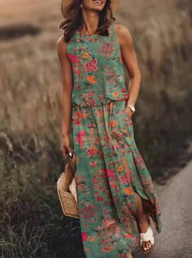 Women's Floral Maxi Dress | Summer Boho-5