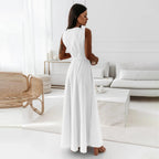 Women's Wrap Maxi Dress | Sleeveless V-Neck Teal-8